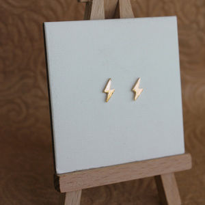 Dainty Lightning Thunder Bolt Stud Post Earrings